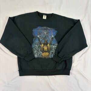 Vintage Wolf Grunge Mens Small Crewneck Sweatshirt Black Wolf Dreamcatcher Indie